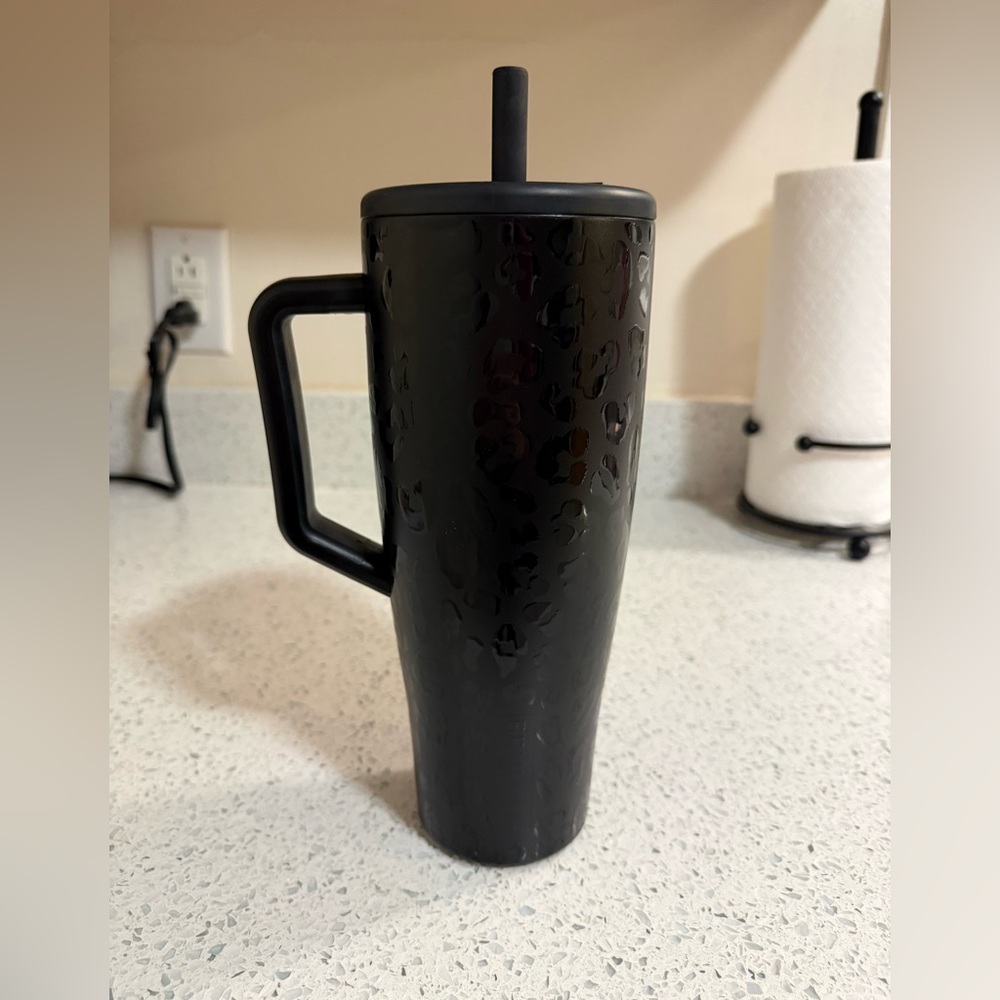 40oz Brumate Black Leopard Print Tumbler with Straw